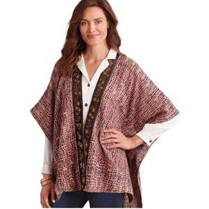 Soft Surroundings Korra Tweed Beaded Detail Wrap OS